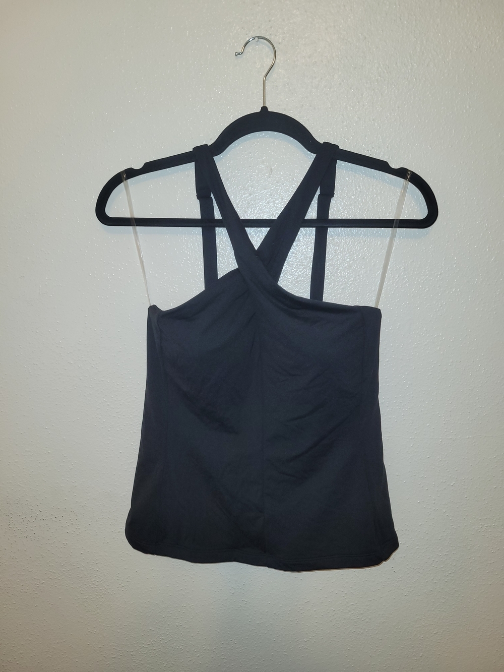 ATHLETA Crossed Tankini Swim Top Black Medium NWT